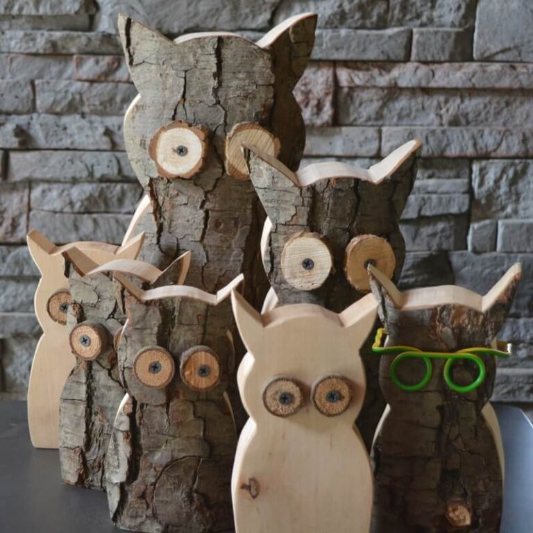Rustikale Eule aus Holz | Holzdeko mit natürlicher Borke – Bild 3