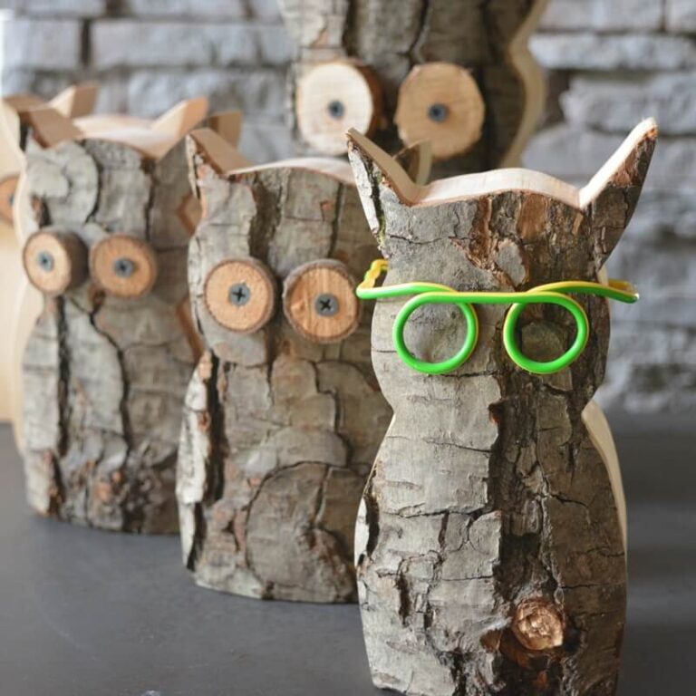 Rustikale Eule aus Holz | Holzdeko mit natürlicher Borke – Bild 4