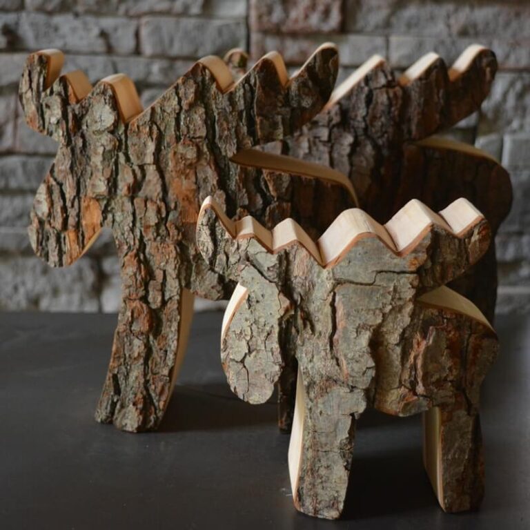 Elchfigur aus Holz – Handarbeit aus Massivholz, rustikal