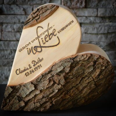 Hochzeits-Herz, "Gesucht und gefunden, in Liebe verbunden", 28 cm