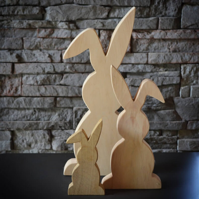 Hase-Tiermotive-Holz-Dekoration-Handwerk-Ostern