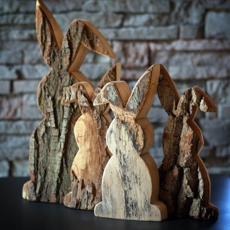 Hase-Tiermotive-Holz-Dekoration-Handwerk-Ostern