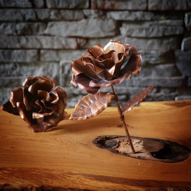 Rose aus Kupfer, Kunsthandwerk - Holzliebe-GenussLiebe-Iserlohn