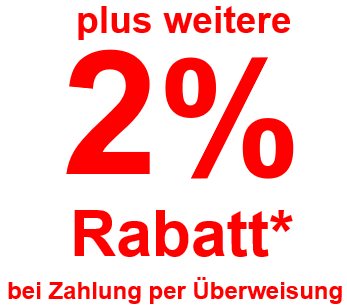 Zwei Prozent Rabatt für Zahlung per Überweisung